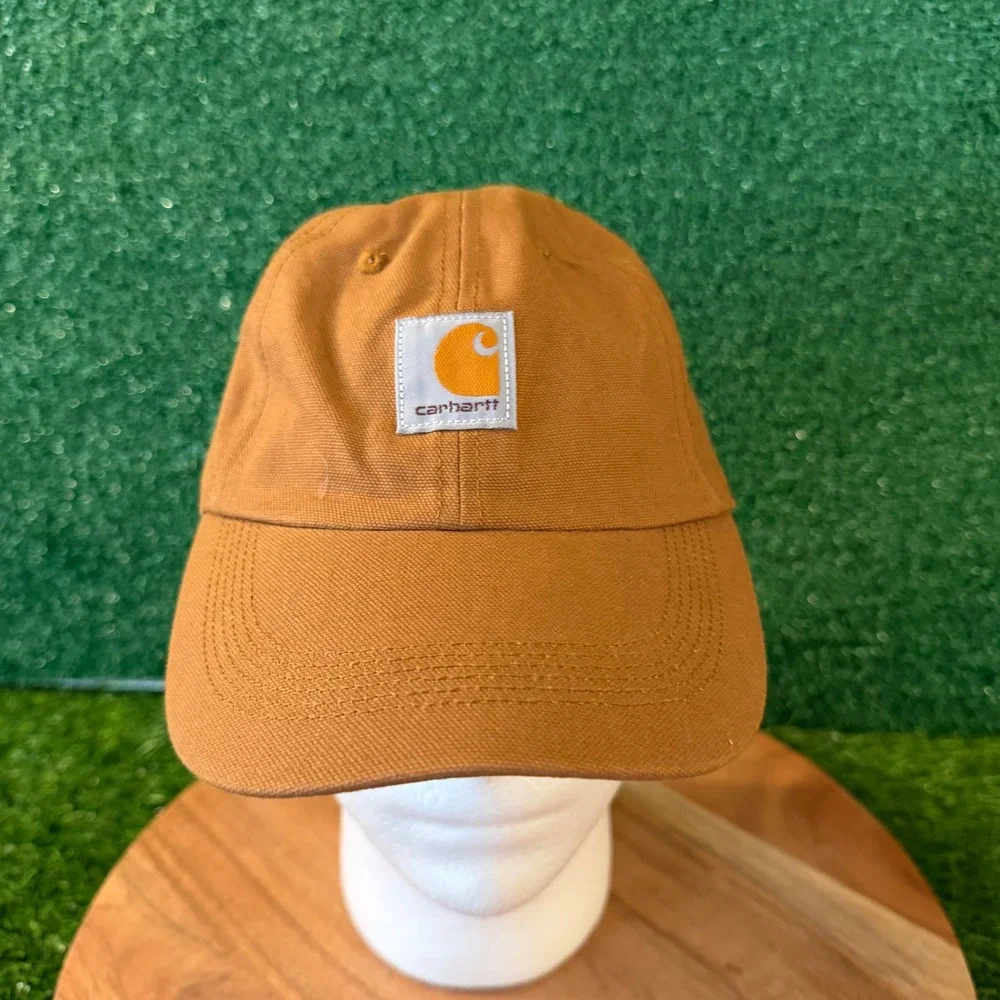 Carhartt‎ Canvas Logo Hat Kids OSFA Brown Adjustable Strap Baseball Cap